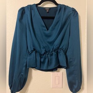 Express Deep Blue V-Neck Blouse